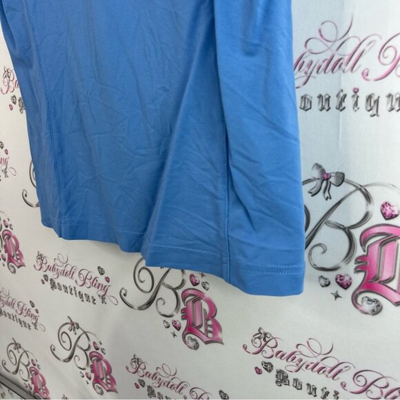 Vuarnet tank top half zip collared texture Women's Light Blue Zip-Up Tank Top - Picture 3 of 12